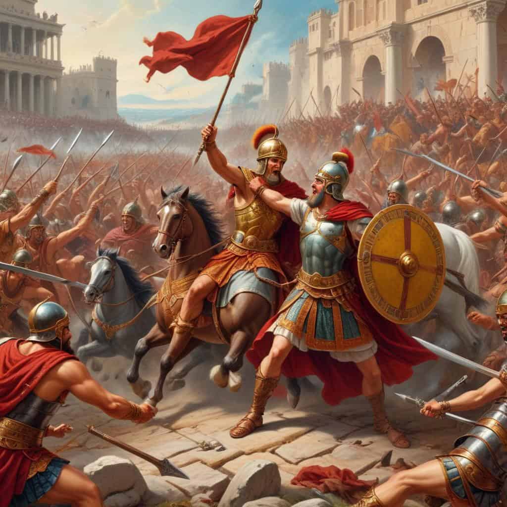 Defeats the Barbarian Invaders