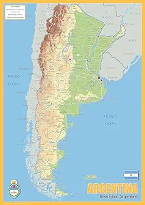 Argentina Physical Poster Map