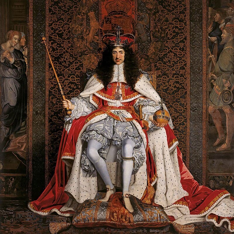 Portrait of King Charles II in coronation robes by John Michael Wright