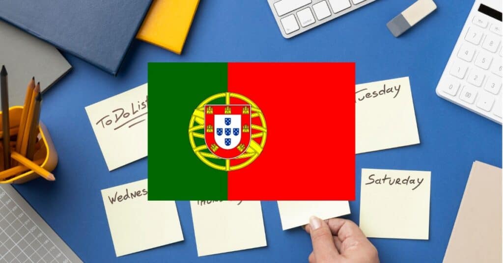 learning vocabulary games for days of the week in Portuguese