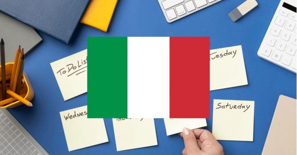 learning vocabulary games for days of the week in Italian