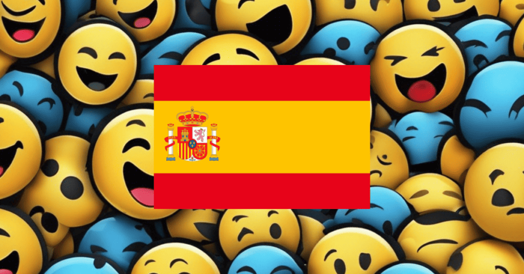 Emoticons representing different feelings with the Spain flag