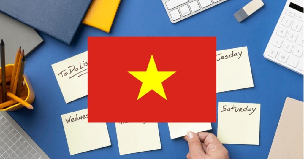 learning vocabulary games for days of the week in Vietnamese