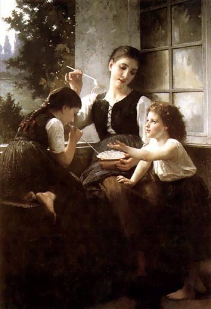 Elizabeth Jane Gardner Bouguereau painting of girls Blowing Soap Bubbles