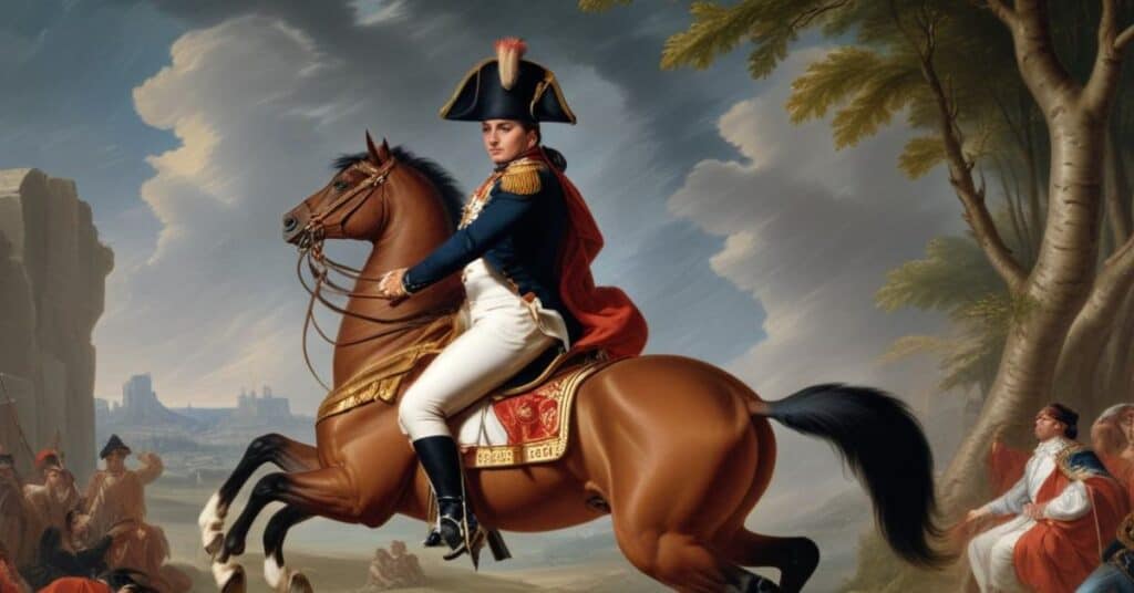 Illustration of Napoleon on horseback - historical learning games