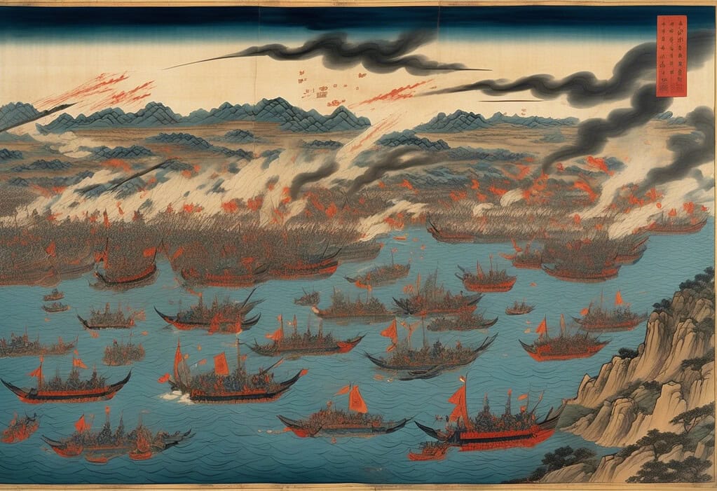 Historical image of the Battle of Lake Poyang in 1363