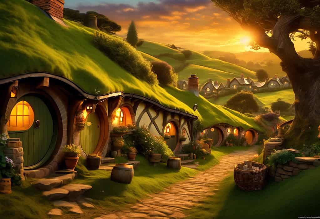 Bilbo Baggins at Bag End in the Shire