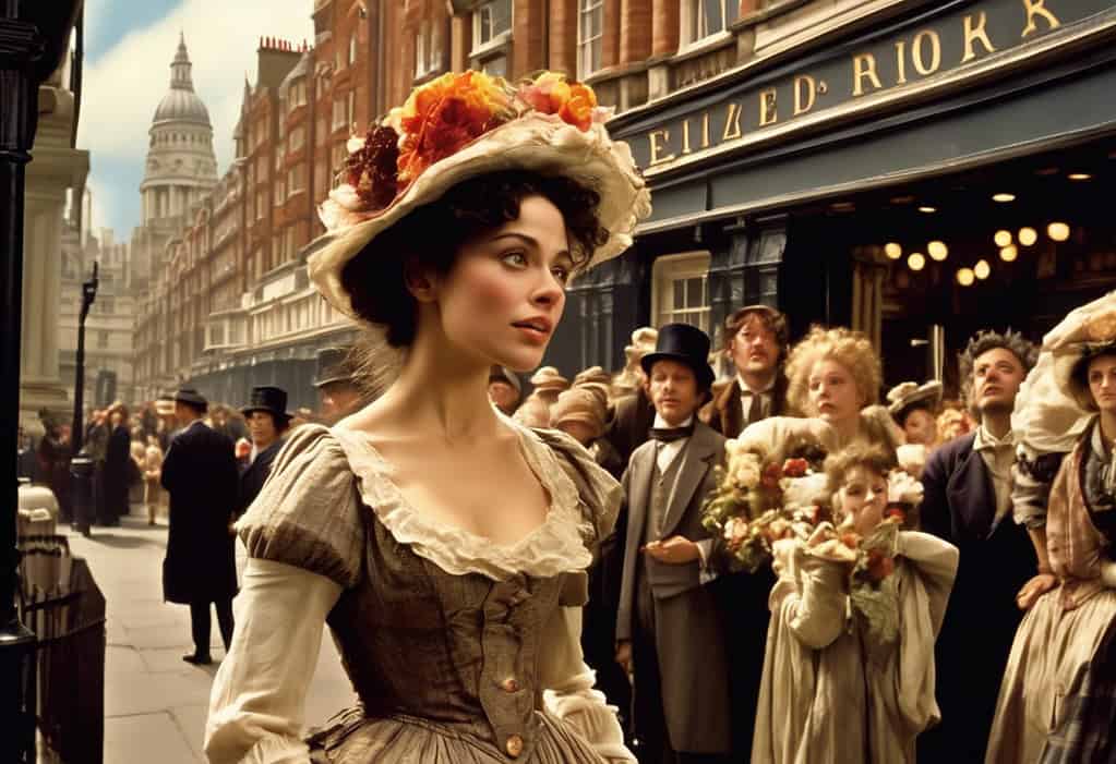 Eliza Doolittle in front of Grand Theater