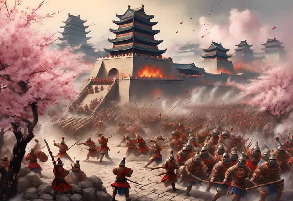 Illustration of a historical Siege of Chengzhou in 443 BCE