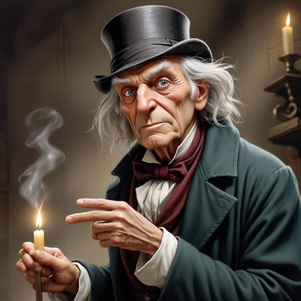 Illustration of Ebenezer Scrooge, a Charles Dickens' character from A Christmas Carol 