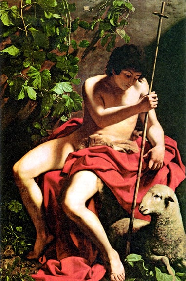 Caravaggio painting of John the Baptist - a fine example the work of baroque artists