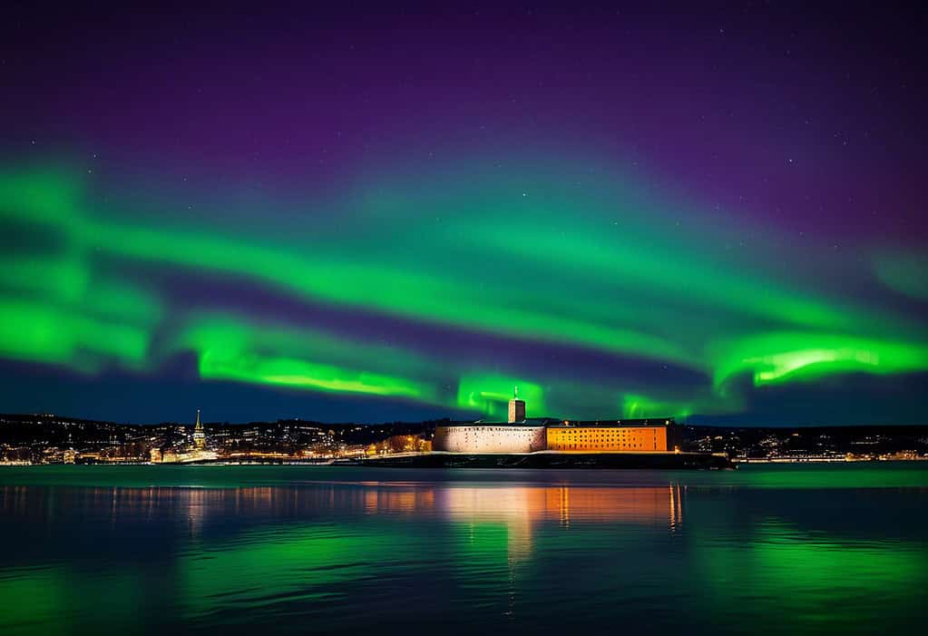 Akershus Fortress at Night in Oslo, Norway