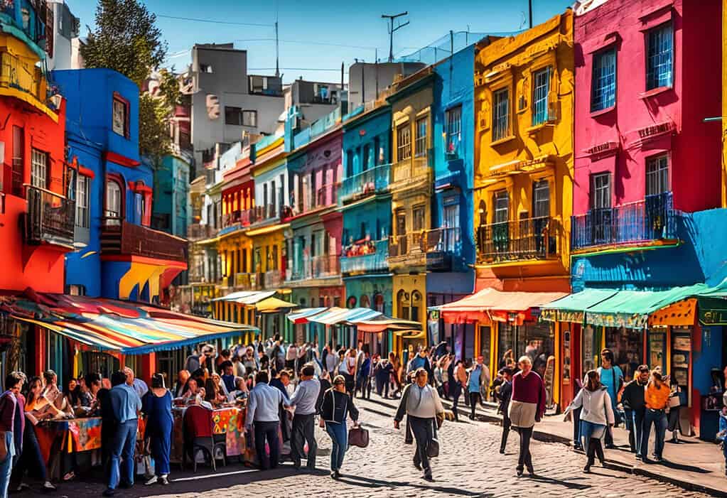 Buenos Aires street scene in La Boca neighborhood