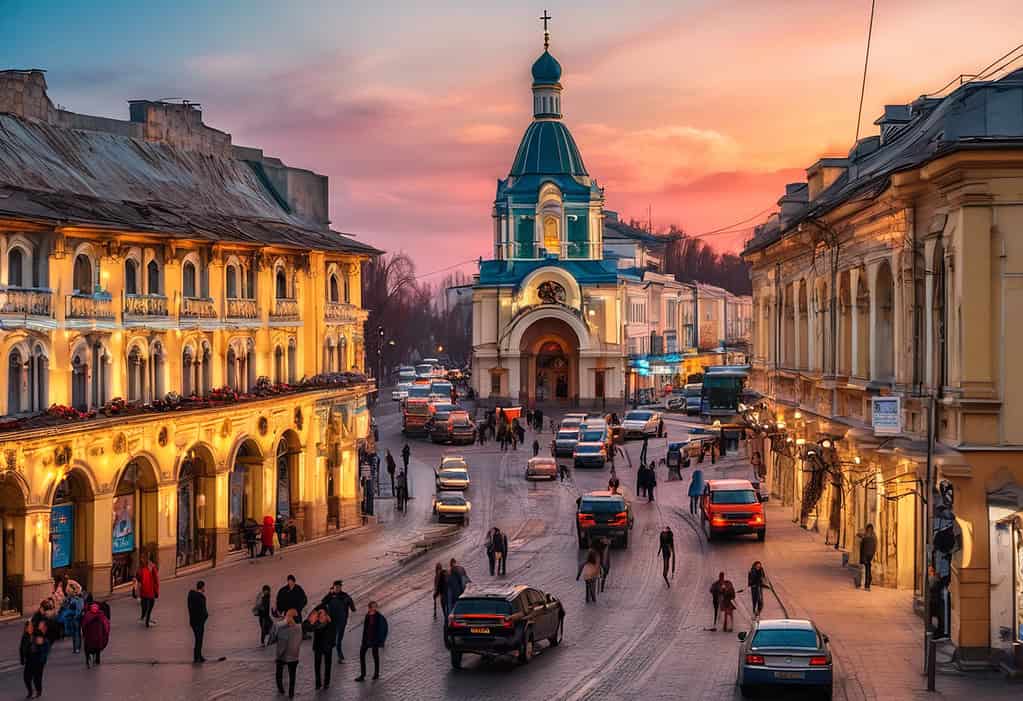 Chisinau Moldova Sunset Street Scene