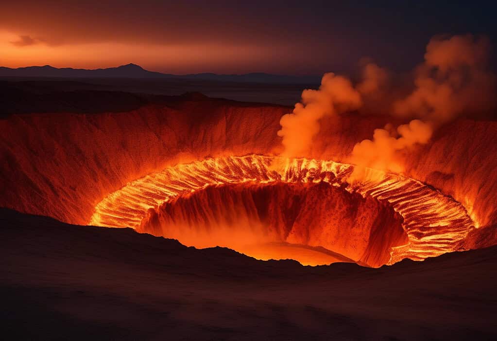 Door to Hell in Turkmenistan at night