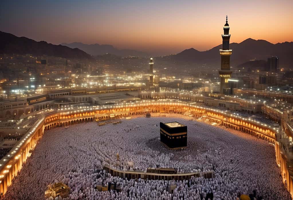 Mecca cityscape sunrise Kaaba Grand Mosque