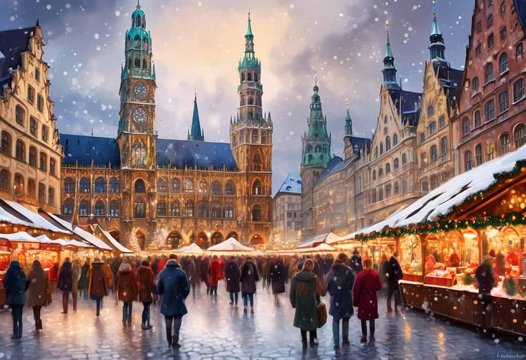 Munich Christmas Market Marienplatz digital painting