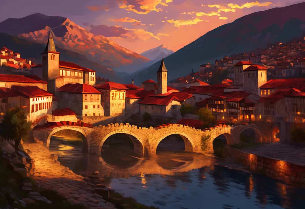 Prizren Kosovo Sunset Digital Art