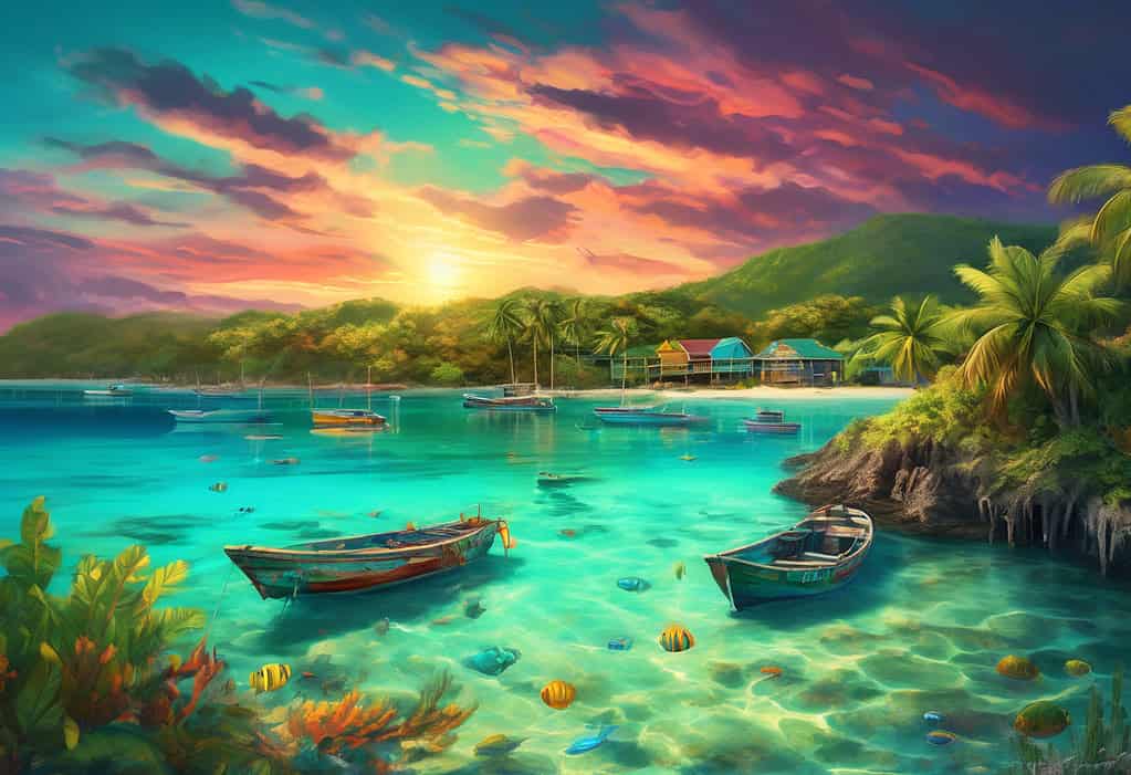 Roatan Island Sunset digital artwork