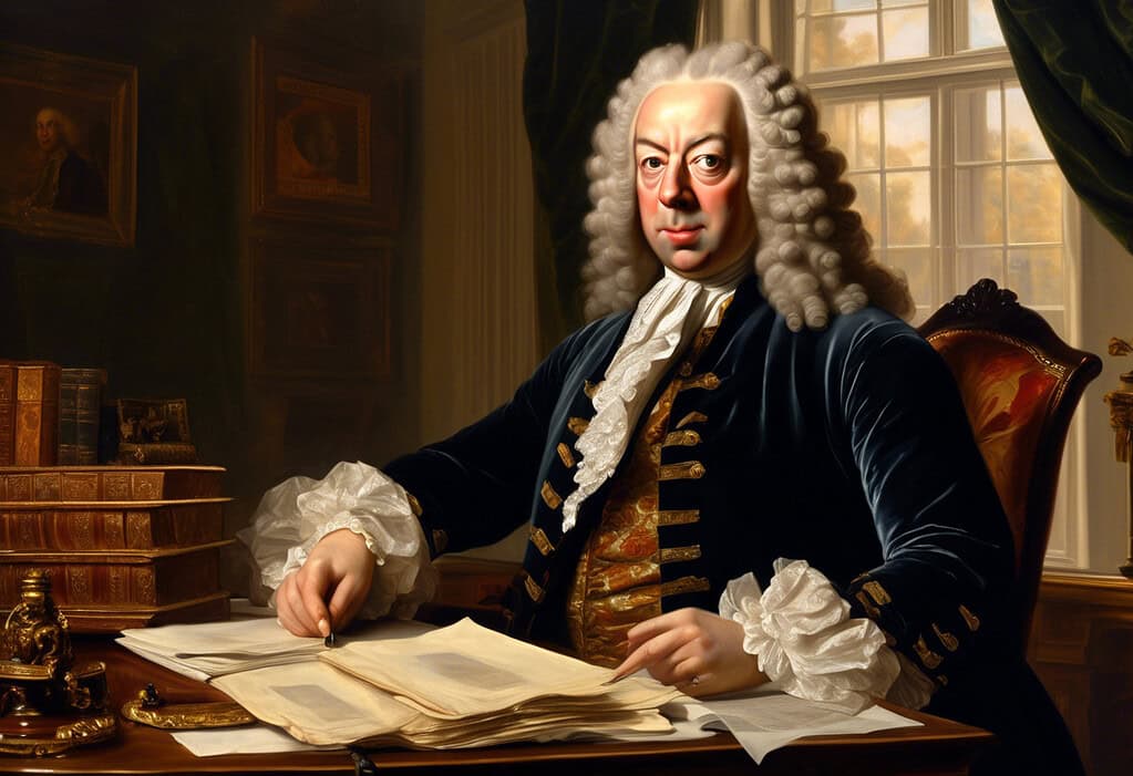 Sir Robert Walpole in his 18th century office at 10 Downing Street