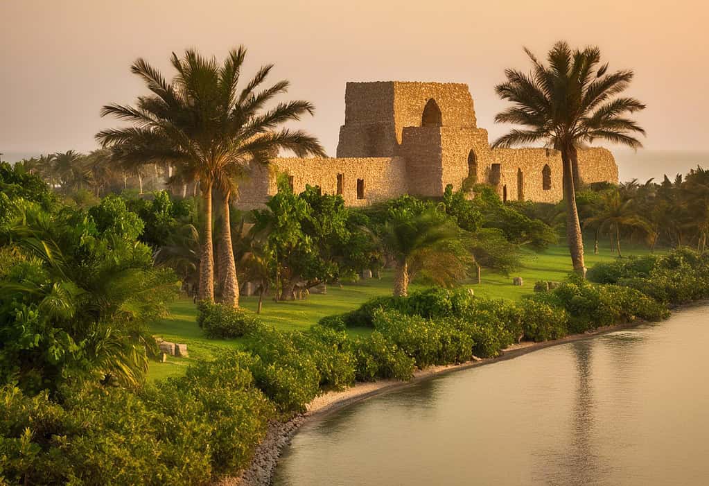 Sunset at Al Baleed Archaeological Park in Salalah, Oman