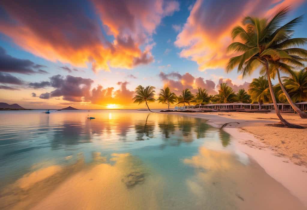 Sunset over Flic en Flac, Mauritius