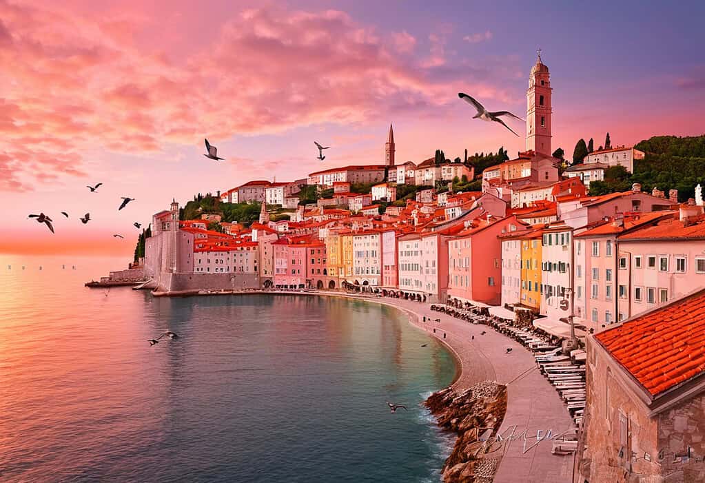 Sunset Glow in Piran digital artwork