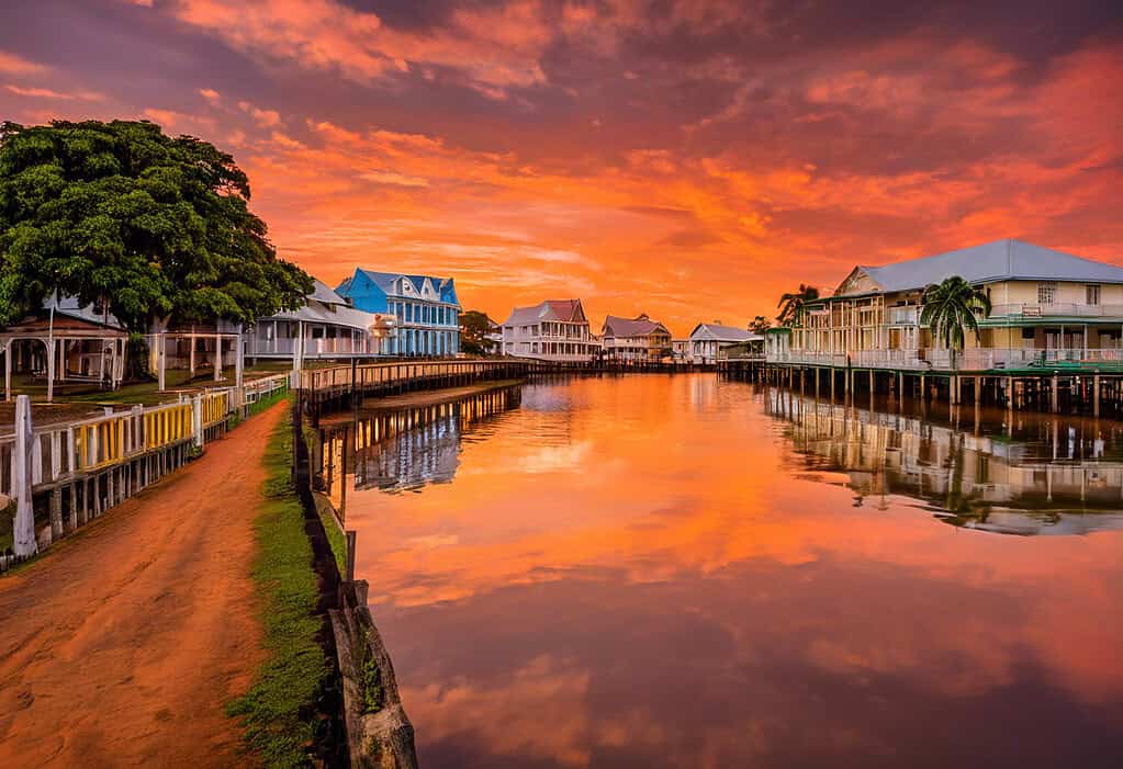 Vibrant sunset over Paramaribo, Suriname