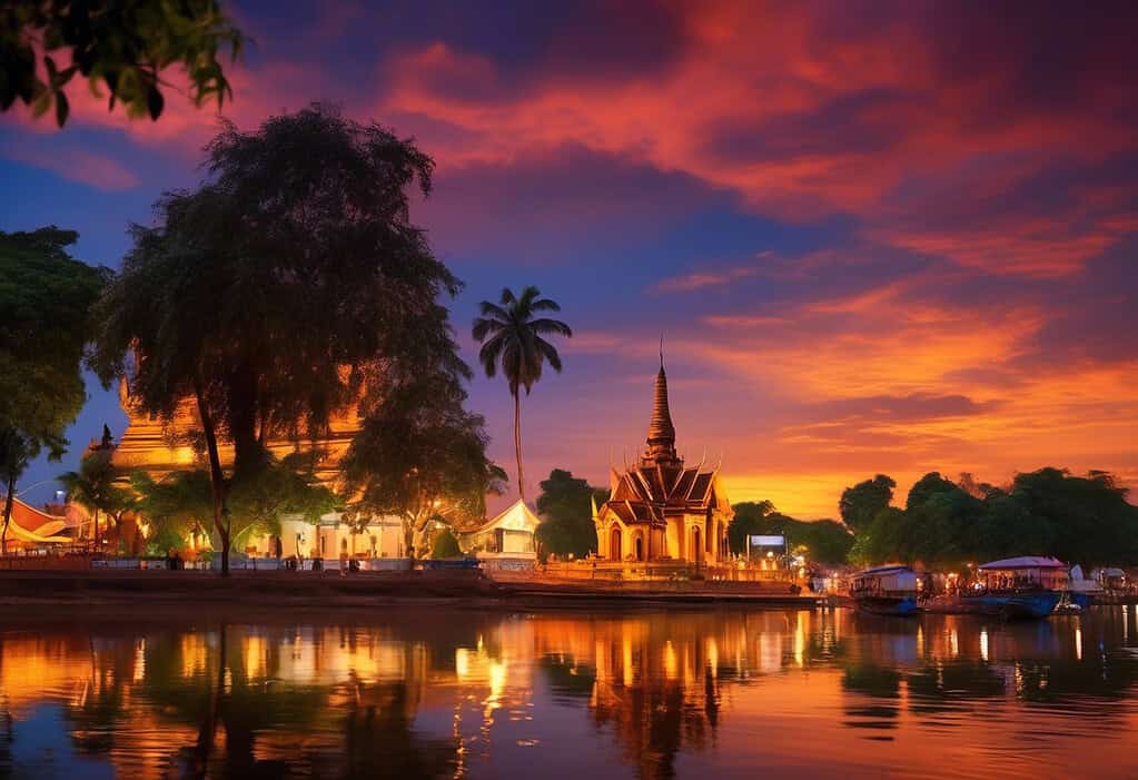 Sunset over Mekong River in Vientiane