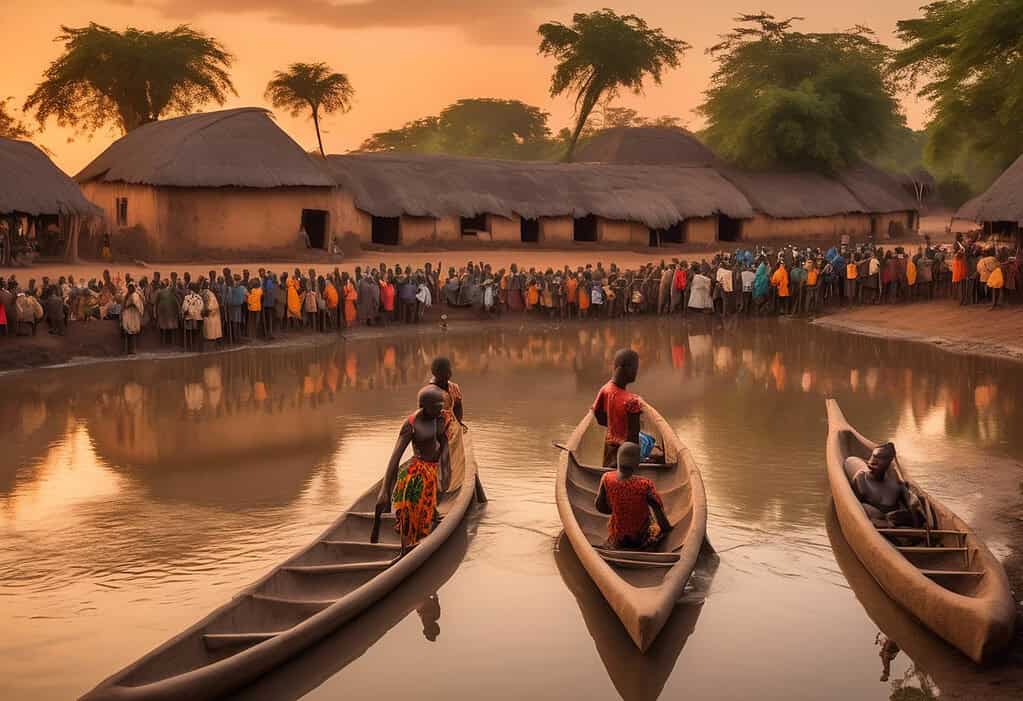 Sunset over the Mono River in Kara, Togo