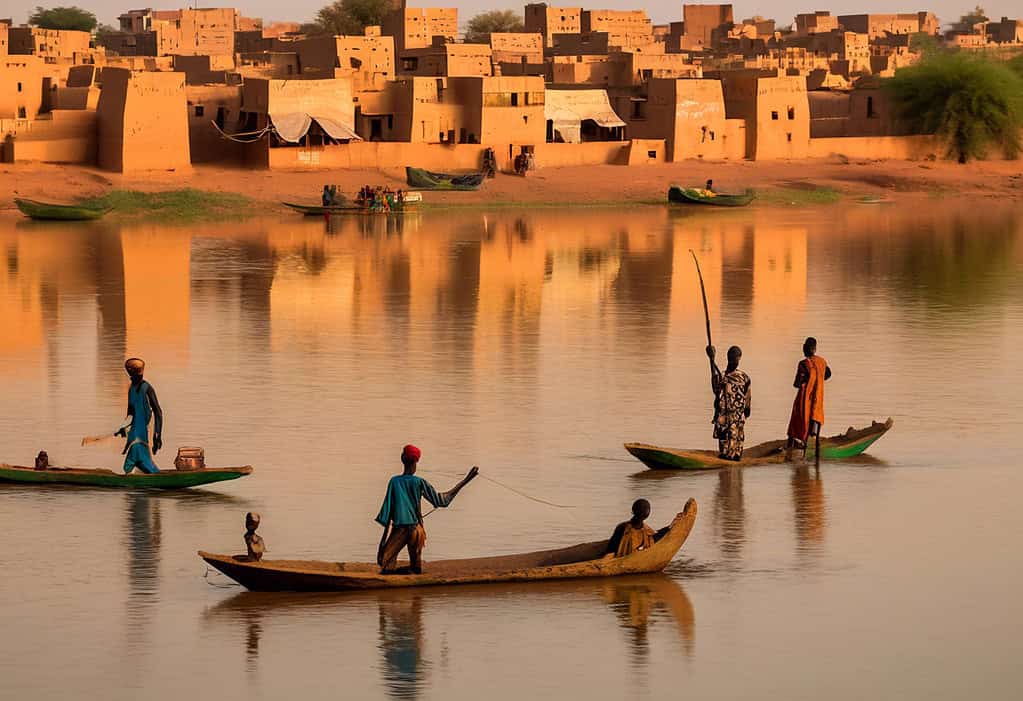 Sunset over Mopti, Mali