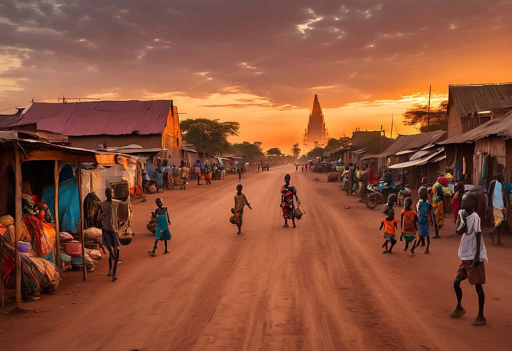 Sunset over Wau Cathedral in South Sudan