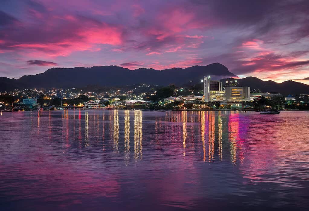 Sunset over Port Moresby skyline