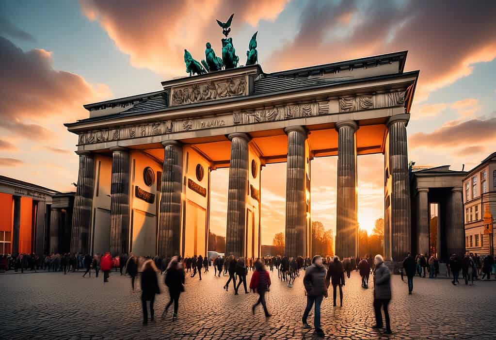 Sunset at Brandenburg Gate in Berlin