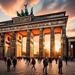 Sunset at Brandenburg Gate in Berlin