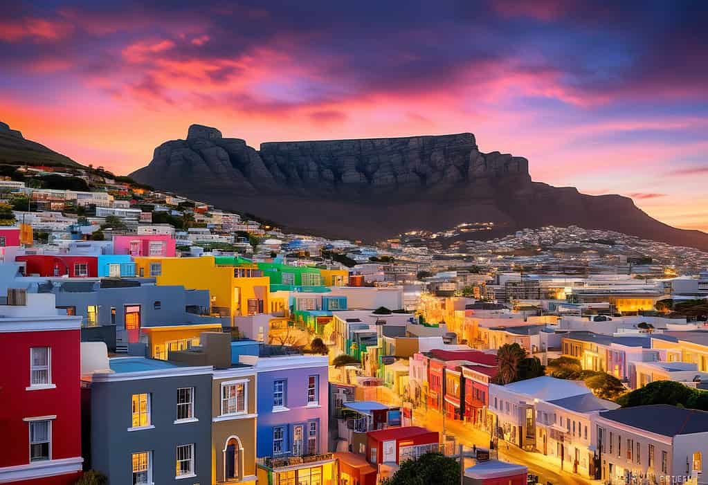 Sunset over Table Mountain in Cape Town