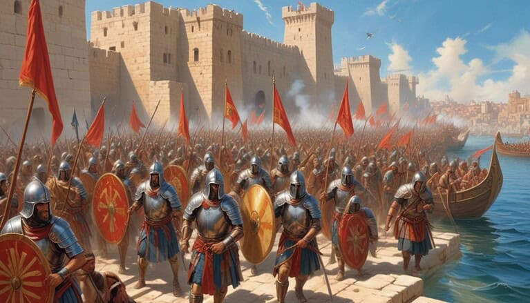 Byzantine soldiers preparing for battle.