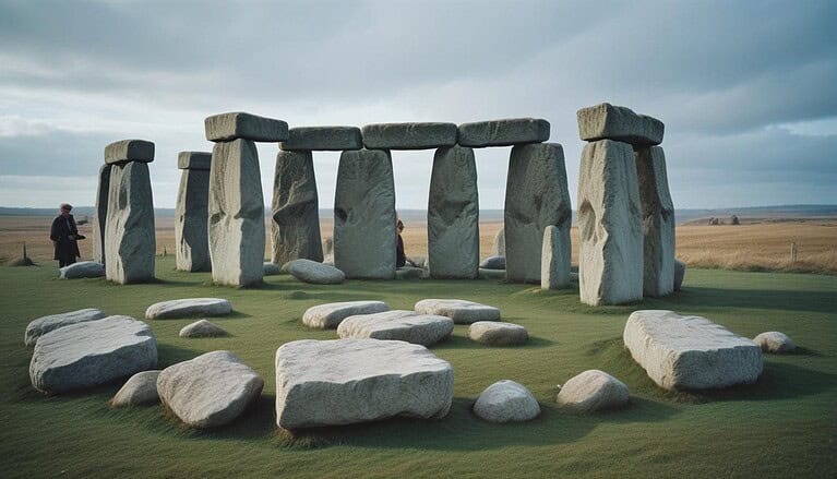 Ancient stones arranged in circular formation