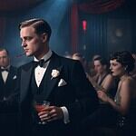 Elegant party with vintage attire.