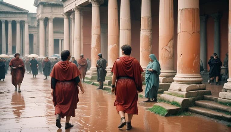 Ancient Roman architecture with figures.